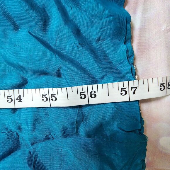 Vintage Alyce Designs Blue Sequin Gown With Beaded Patterns Long Sleeves & Front - Picture 10 of 11